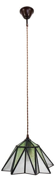 Zelený závěsný Tiffany lustr ve tvaru květu Hiede - Ø 31*107 cm E27/max 1*40W - Clayre & Eef