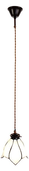 Bílá závěsná Tiffany lampa ve tvaru květu Folwia - Ø18*115 cm E14/max 1*25W - Clayre & Eef
