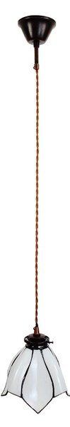 Bílá závěsná Tiffany lampa ve tvaru květu Folwia - Ø18*115 cm E14/max 1*25W - Clayre & Eef
