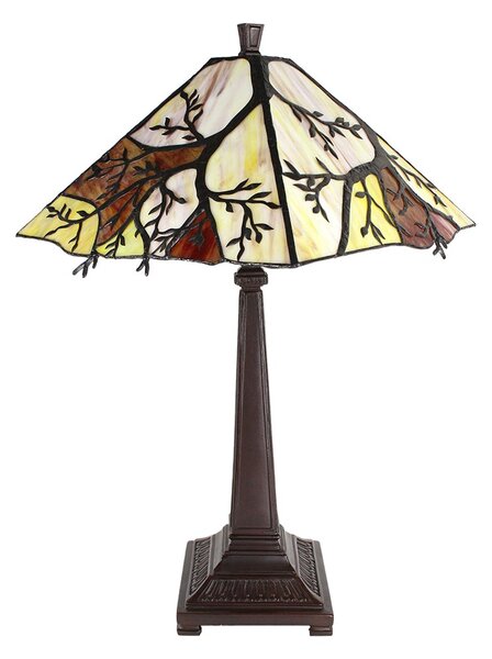 Hranatá stolní lampa Tiffany s větvemi stromu Tree - Ø 36*57 cm E27/max 2*60W - Clayre & Eef