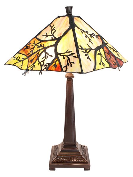 Hranatá stolní lampa Tiffany s větvemi stromu Tree - Ø 36*57 cm E27/max 2*60W - Clayre & Eef