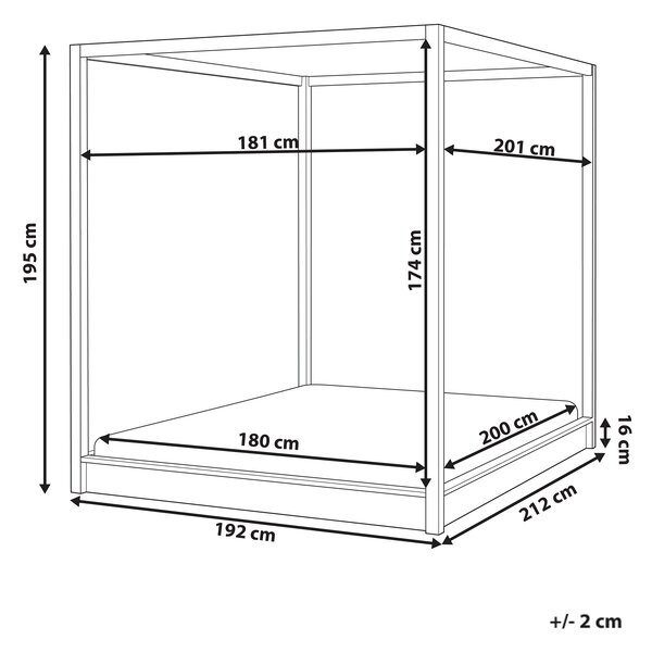 Postel s baldachýnem Dřevo HERLIERE 180 x 200 cm Tmavě hnědá