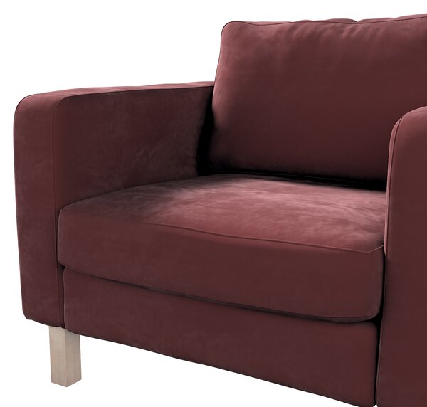 Potah na křeslo IKEA Karlstad, krátký barva červená látka lesklé, sametová