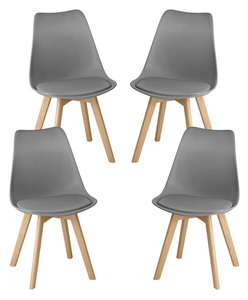 BEALIFE, sada 4 jídelních židlí s dřevěnými nohami | Ergonomické, výška sedáku 45 cm, snadná údržba (PP) | Pro domácnost, kancelář a restauraci | Černá/bílá/šedá