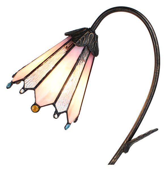Stolní Tiffany lampa Flowerbell pink - 30*17*48 cm E14/max 1*25W - Clayre & Eef