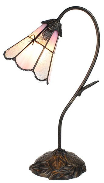 Stolní lampa Tiffany FlowerArc pink - 30*17*48 cm E14/max 1*25W - Clayre & Eef