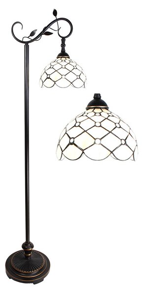 Bílá stojací Tiffany lampa kamínky TransparentEye - 36*25*152 cm E27/max 1*60W - Clayre & Eef