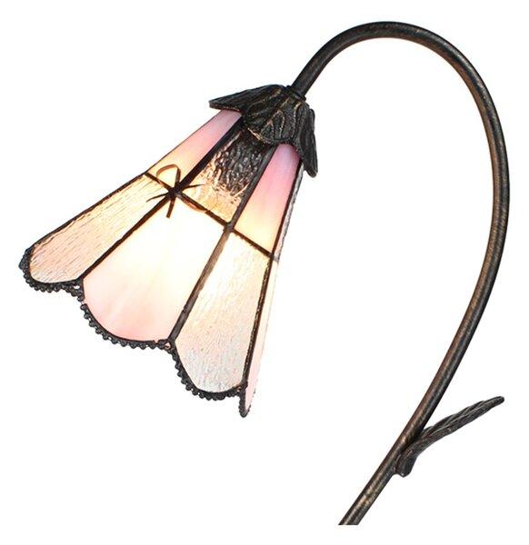 Stolní lampa Tiffany FlowerArc pink - 30*17*48 cm E14/max 1*25W - Clayre & Eef