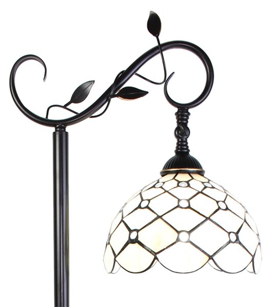 Bílá stojací Tiffany lampa kamínky TransparentEye - 36*25*152 cm E27/max 1*60W - Clayre & Eef