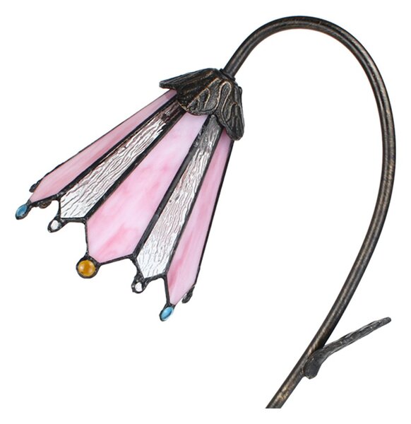 Stolní Tiffany lampa Flowerbell pink - 30*17*48 cm E14/max 1*25W - Clayre & Eef