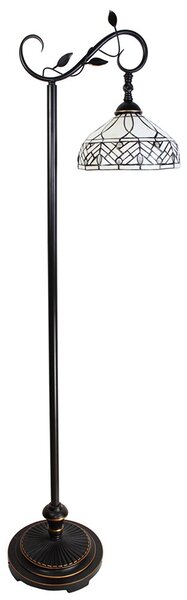 Bílá stojací Tiffany lampa kamínky a ornamenty - 36*25*152 cm E27/max 1*60W - Clayre & Eef