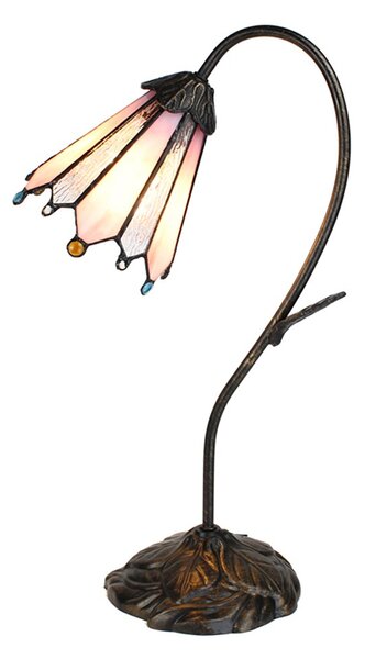 Stolní Tiffany lampa Flowerbell pink - 30*17*48 cm E14/max 1*25W - Clayre & Eef
