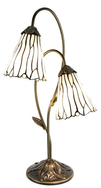 Stolní Tiffany lampa 2 stínidla hnědé kamínky BrownEye - 35*18*61 cm E14/max 2*25W - Clayre & Eef