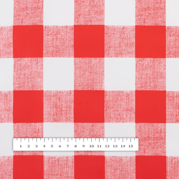 PVC ubrus Červeno-bílá kostka PV-021 - metráž š. 140 cm