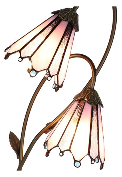Stolní lampa Tiffany Flowerbell pink - 35*18*61 cm E14/max 2*25W - Clayre & Eef