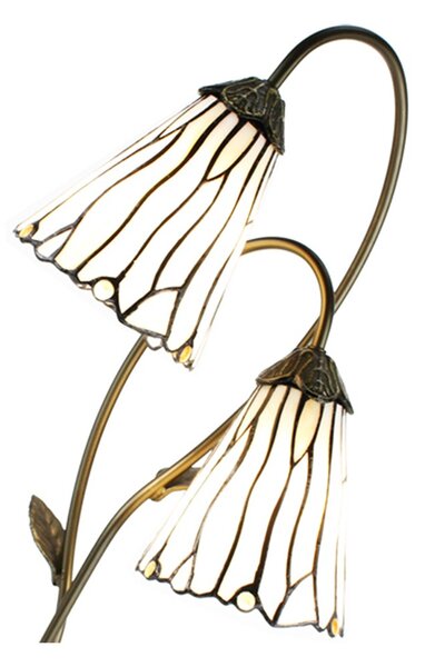 Stolní Tiffany lampa 2 stínidla hnědé kamínky BrownEye - 35*18*61 cm E14/max 2*25W - Clayre & Eef