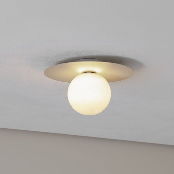 TK Lighting Stropní světlo Pixie, béžové, sklo, Ø 25 cm, koule, G9, stmívatelný, Krémová / jantar, Obývací pokoj / jídelna, kov, Moderní