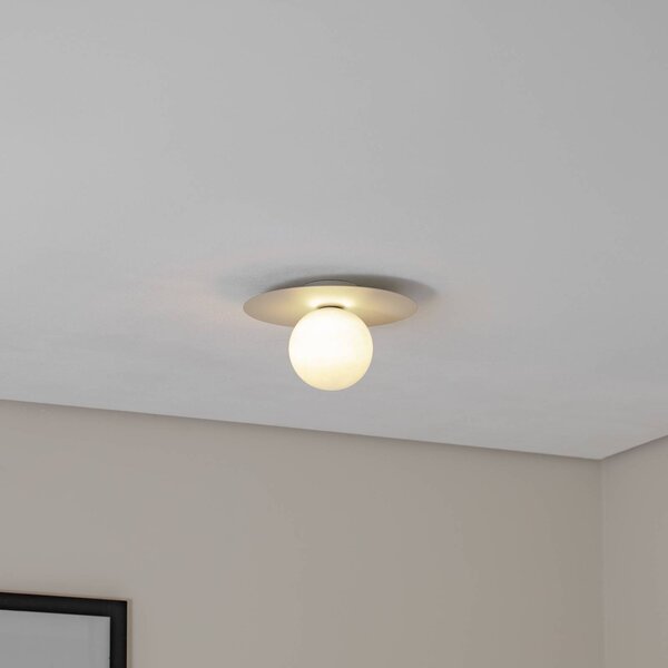 TK Lighting Stropní světlo Pixie, béžové, sklo, Ø 25 cm, koule, G9, stmívatelný, Krémová / jantar, Obývací pokoj / jídelna, kov, Moderní