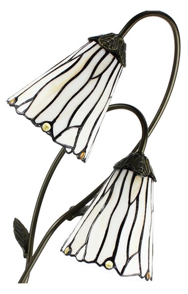 Stolní Tiffany lampa 2 stínidla hnědé kamínky BrownEye - 35*18*61 cm E14/max 2*25W - Clayre & Eef