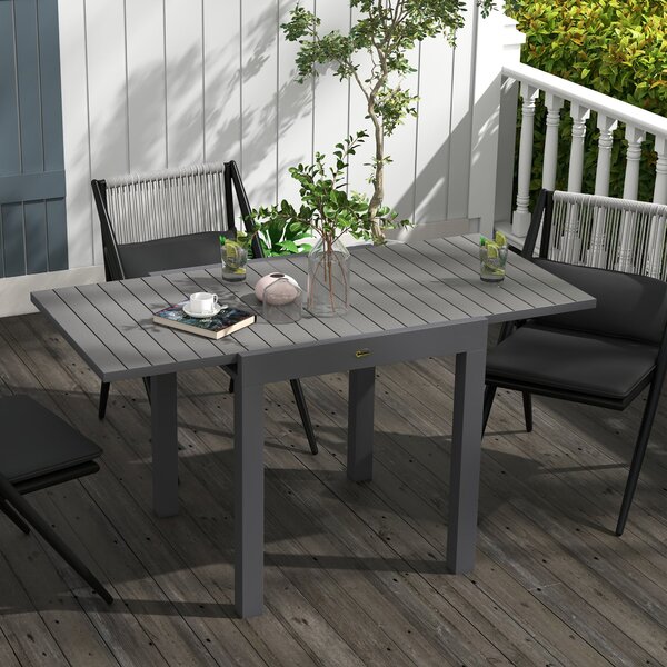 Zahradní stůl Outsunny pro 6 osob - rozkládací stůl na balkon s nosností až 70 kg - Hliník, šedý 81/162 x 80 x 75 cm | Aosom