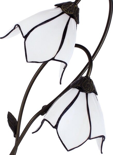 Bílá stolní lampa Tiffany Folwia White - 35*18*61 cm E14/max 2*25W - Clayre & Eef