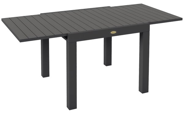 Zahradní stůl Outsunny pro 6 osob - rozkládací stůl na balkon s nosností až 70 kg - Hliník, šedý 81/162 x 80 x 75 cm | Aosom