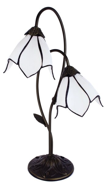 Bílá stolní lampa Tiffany Folwia White - 35*18*61 cm E14/max 2*25W - Clayre & Eef