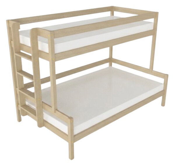 Patrová postel LUCKY s bočním žebříkem 90x200, 120x200 cm - Béžová, Zvolte šuplík: Bez šuplíku, Zvolte stranu: Vlevo