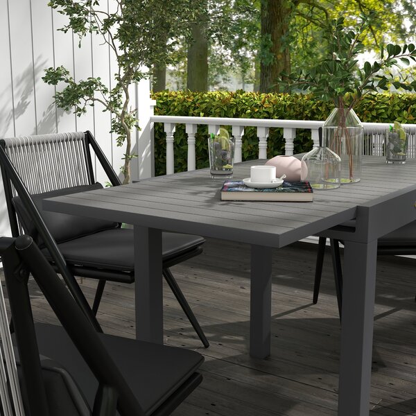 Zahradní stůl Outsunny pro 6 osob - rozkládací stůl na balkon s nosností až 70 kg - Hliník, šedý 81/162 x 80 x 75 cm | Aosom