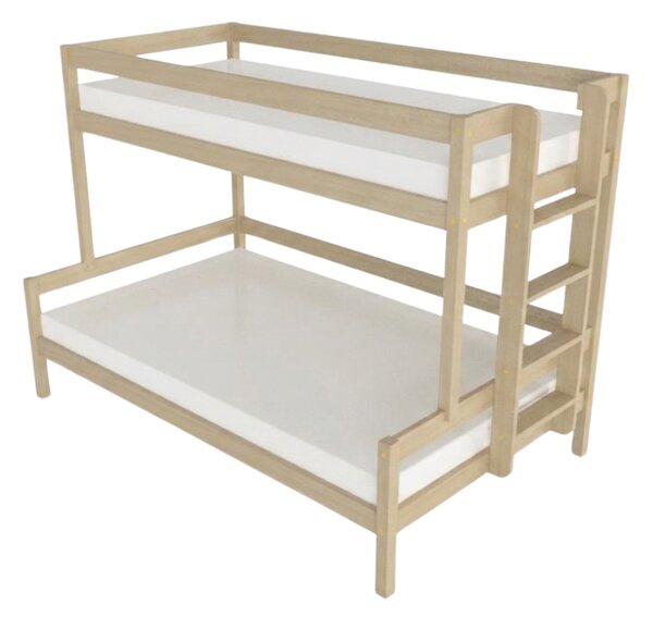 Patrová postel LUCKY s bočním žebříkem 90x200, 120x200 cm - Béžová, Zvolte šuplík: Bez šuplíku, Zvolte stranu: Vpravo