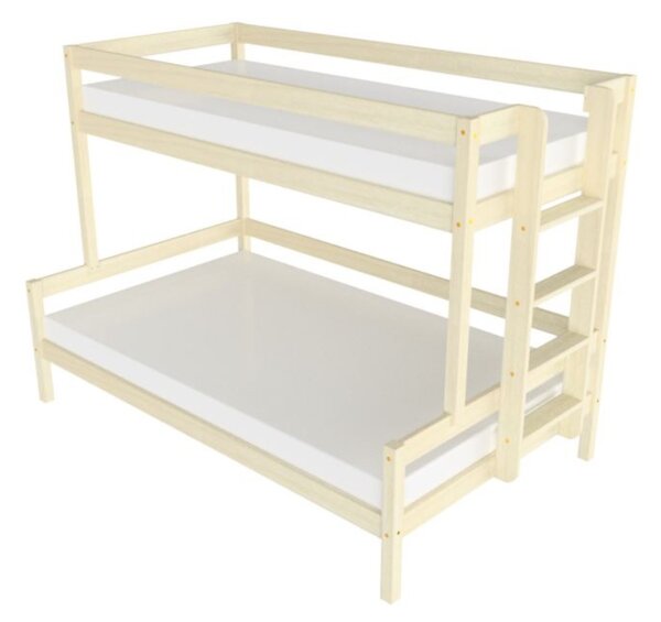 Patrová postel LUCKY s bočním žebříkem 90x200, 120x200 cm - Nelakovaná, Zvolte šuplík: Bez šuplíku, Zvolte stranu: Vpravo