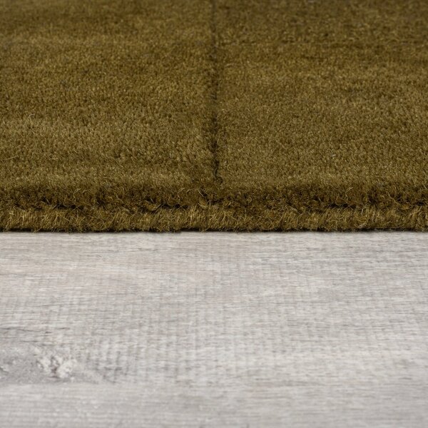 Khaki ručně tkaný vlněný běhoun 60x230 cm Checkerboard – Flair Rugs