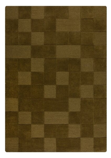 Khaki ručně tkaný vlněný koberec 120x170 cm Checkerboard – Flair Rugs