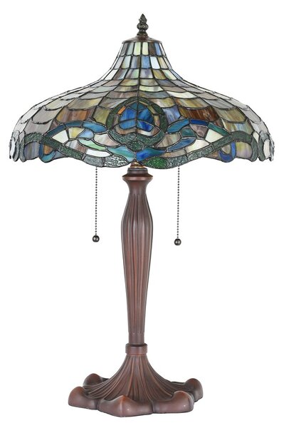 Hnědá stolní lampa Tiffany Vaganto - Ø 41*60 cm E27/max 2*60W - Clayre & Eef