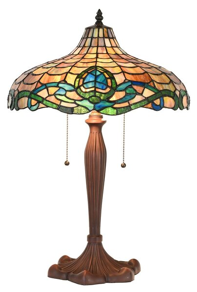 Hnědá stolní lampa Tiffany Vaganto - Ø 41*60 cm E27/max 2*60W - Clayre & Eef