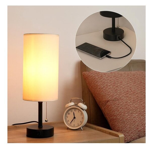 Brilagi - Stolní lampa s USB portem TABLON 1xE27/25W/230V černá/krémová