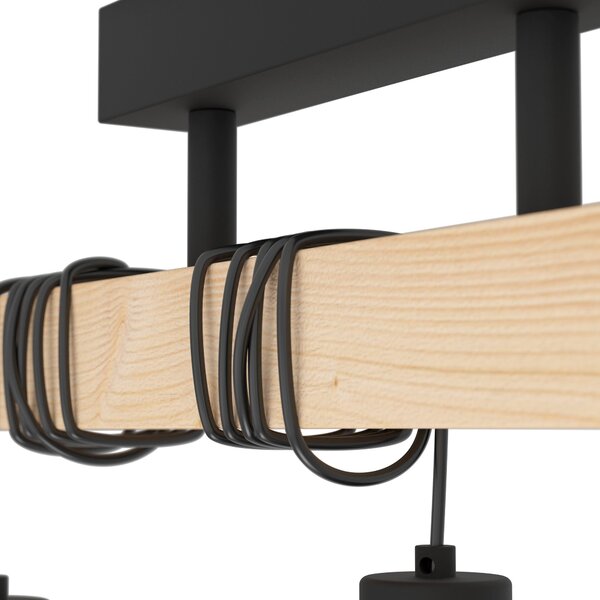Eglo 44074 TOWNSHEND 5 - Stropní retro lustr se dřevěnou lištou 3 x E27, 55cm (Retro stropní svítidlo s dřevěným prvkem)