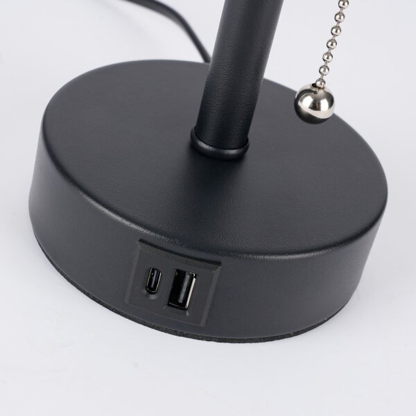 Brilagi - Stolní lampa s USB portem TABLON 1xE27/25W/230V černá/krémová