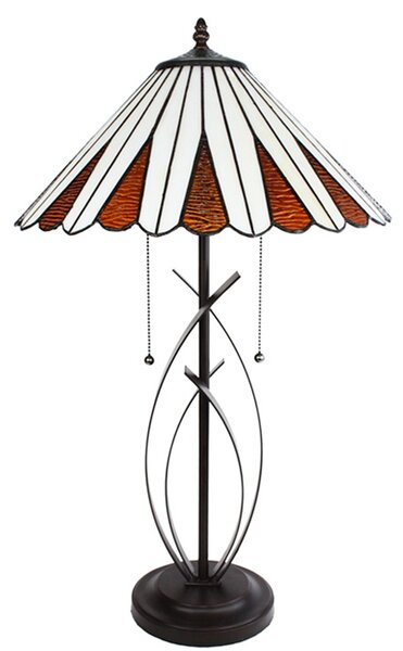 Béžovo-hnědá stolní lampa Tiffany Owa - Ø 41*69 cm E27/max 2*60W - Clayre & Eef