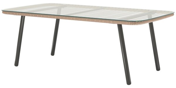 Outsunny Zahradní konferenční stolek z pleteného pryskyřice s 5mm tvrzeným sklem, stolky pro venkovní použití, zahradu, terasu, balkon, ocelový rám 11