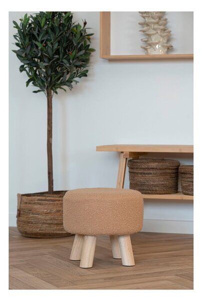 Béžová podnožka z textilie bouclé Aberdeen – House Nordic