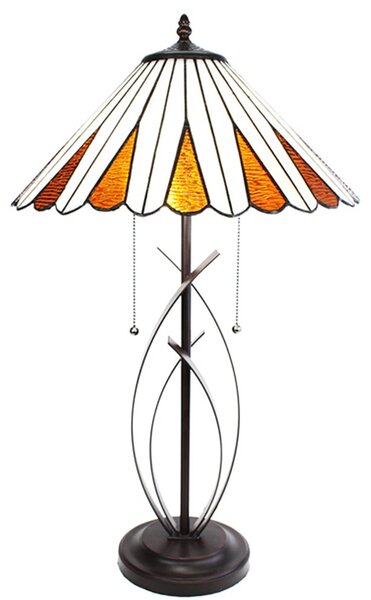 Béžovo-hnědá stolní lampa Tiffany Owa - Ø 41*69 cm E27/max 2*60W - Clayre & Eef