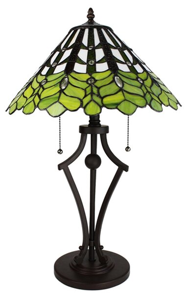 Zelená stolní lampa Tiffany Greena - Ø 41*62 cm E27/max 2*60W - Clayre & Eef