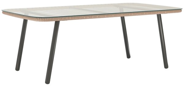 Outsunny Zahradní konferenční stolek z pleteného pryskyřice s 5mm tvrzeným sklem, stolky pro venkovní použití, zahradu, terasu, balkon, ocelový rám 11