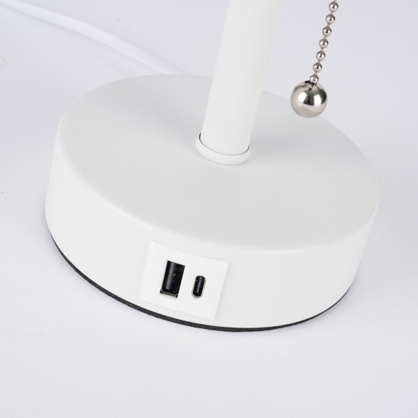 Brilagi - Stolní lampa s USB portem TABLON 1xE27/25W/230V bílá/krémová