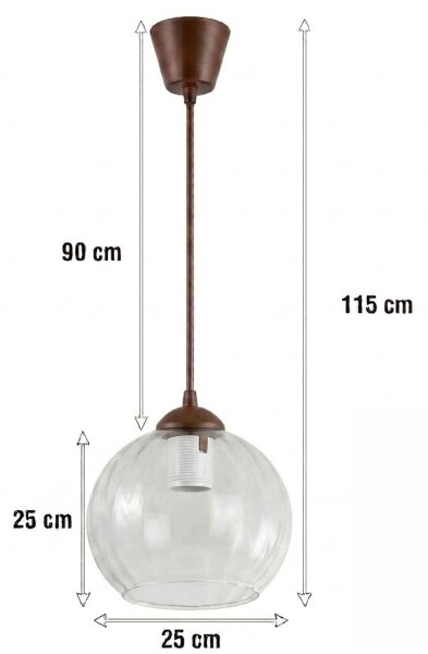Brilagi - LED Lustr na lanku RETRO GLASS 1xE27/60W/230V pr. 25 cm hnědá/čirá