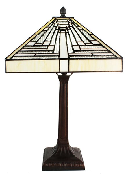 Pyramidová stolní lampa Tiffany Ova - 31*31*48 cm E27/max 1*60W - Clayre & Eef