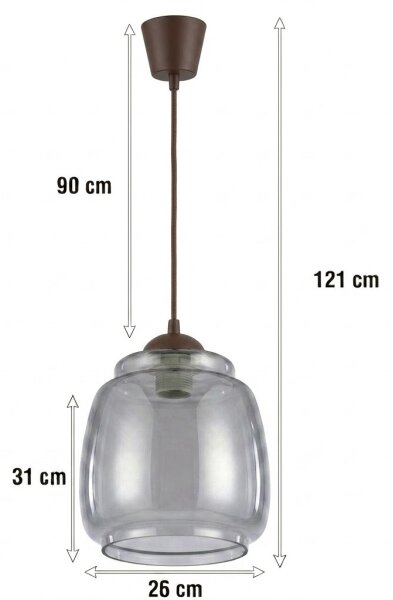 Brilagi - LED Lustr na lanku R GLASS 1xE27/60W/230V pr. 26 cm hnědá/kouř šedá