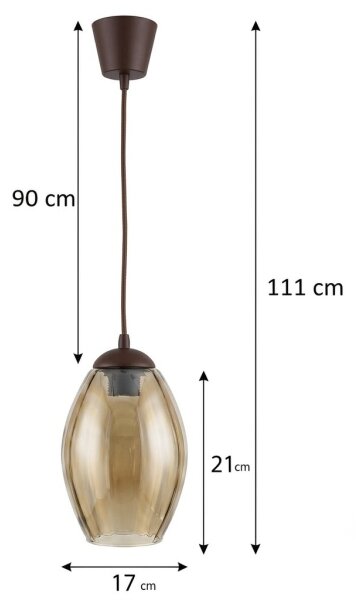Brilagi - LED Lustr na lanku R GLASS 1xE27/60W/230V pr. 17 cm hnědá/kouř béžová