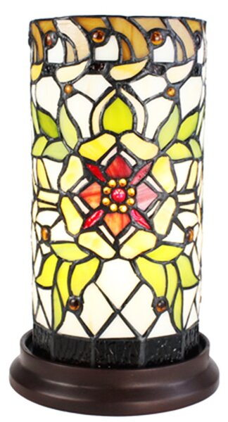 Válcovitá stolní lampa Tiffany s květinou Flo - Ø 15*26 cm E14/max 1*40W - Clayre & Eef